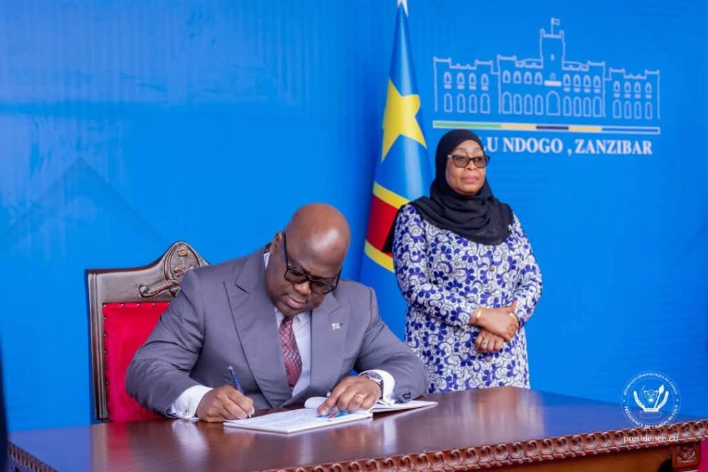 Le Président de la République, Félix-Antoine Tshisekedi Tshilombo Le Président de la République, Félix-Antoine Tshisekedi Tshilombo Le Président de la République, Félix-Antoine Tshisekedi Tshilombo et Dr Samia Suluhu Hassan,