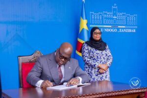 Le Président de la République, Félix-Antoine Tshisekedi Tshilombo Le Président de la République, Félix-Antoine Tshisekedi Tshilombo Le Président de la République, Félix-Antoine Tshisekedi Tshilombo et Dr Samia Suluhu Hassan,